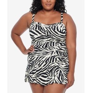 Lauren Ralph Lauren NWT Ruffle Skirt One Piece Brown Zebra 22W